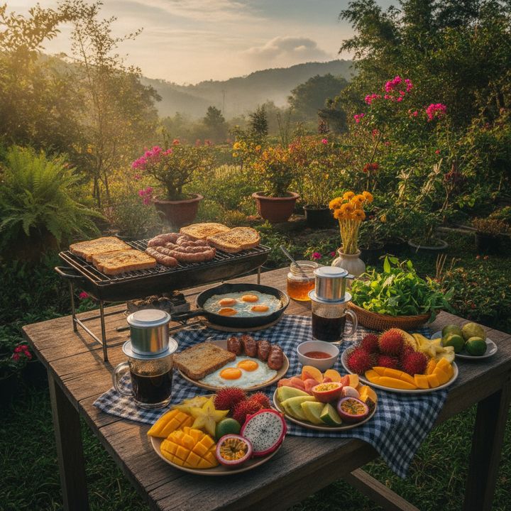 Bữa sáng BBQ ngoài trời