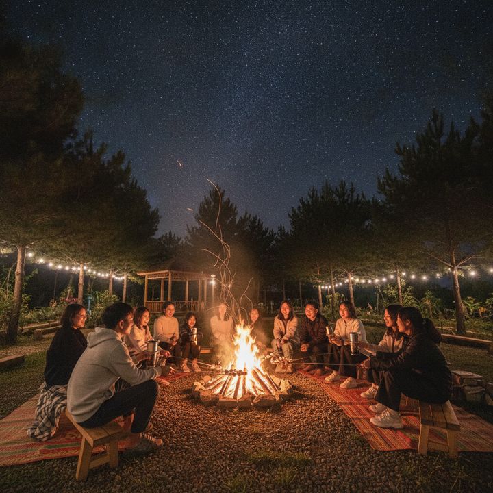 Lửa trại & nướng BBQ tối