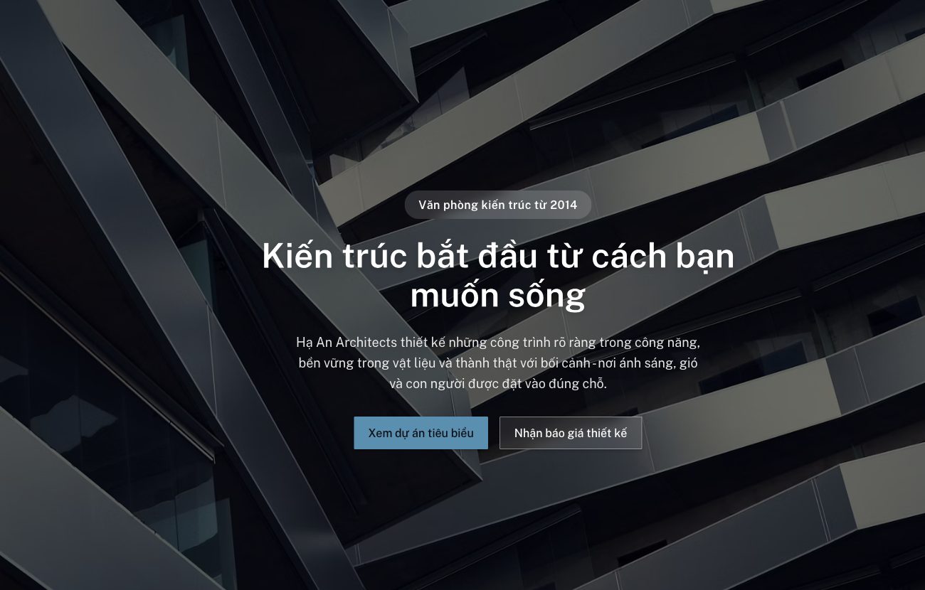 Trang đích văn phòng kiến trúc tạo bằng PageHub