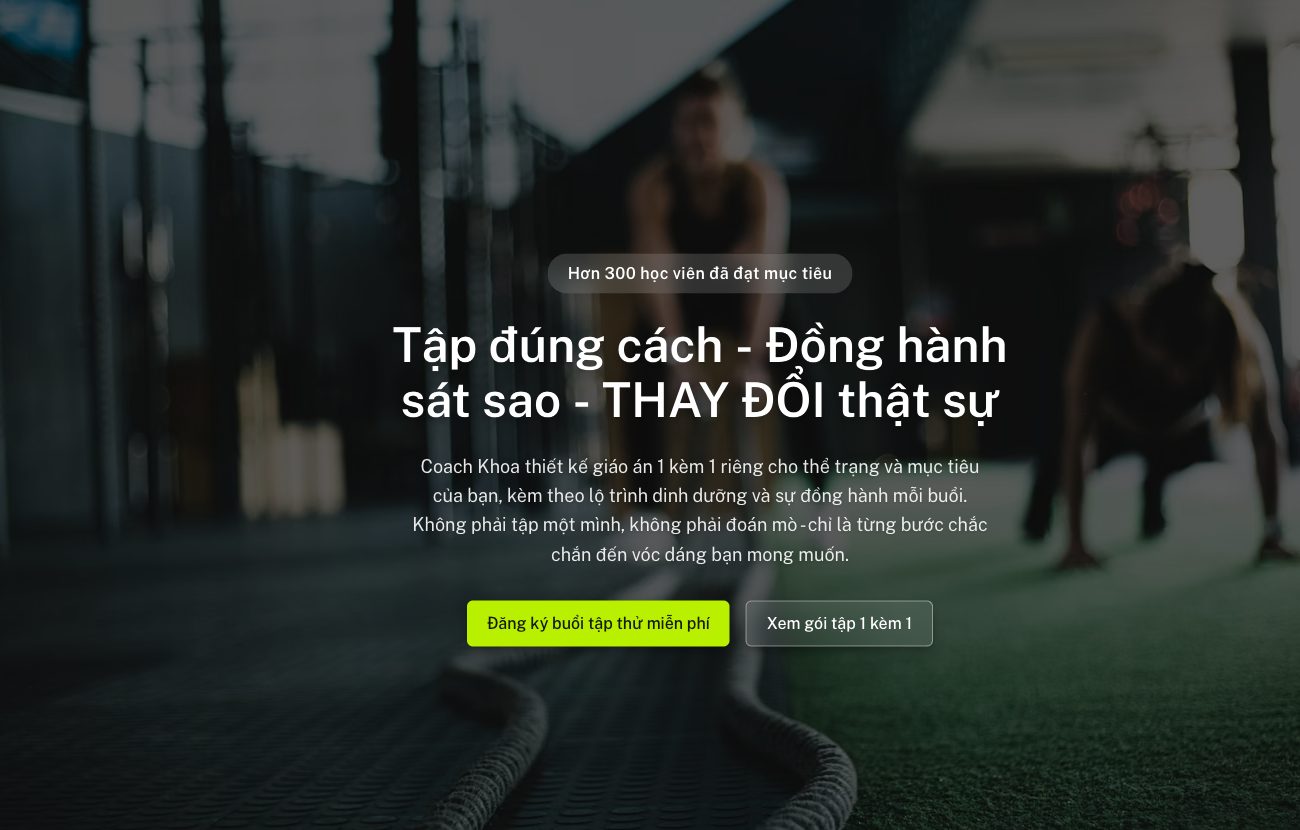 Trang đích huấn luyện viên cá nhân tạo bằng PageHub